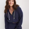 Aerie Cropped Waffle Hoodie -Summer Apparel Store 0743 3049 410 of