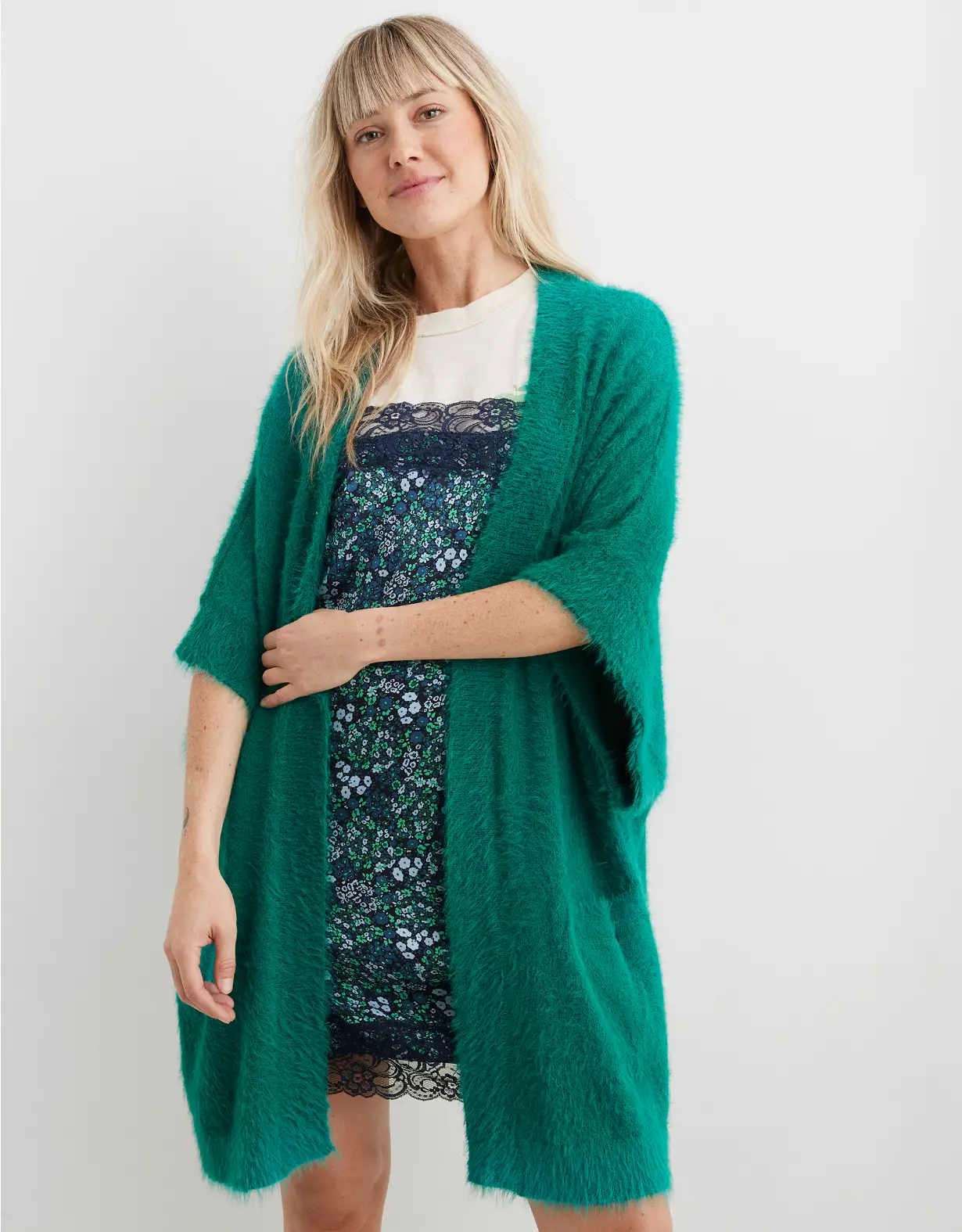 Aerie Fuzzy Sweater Cape 3 Aerie Fuzzy Sweater Cape