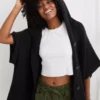 Aerie Hooded Ribbed Cape