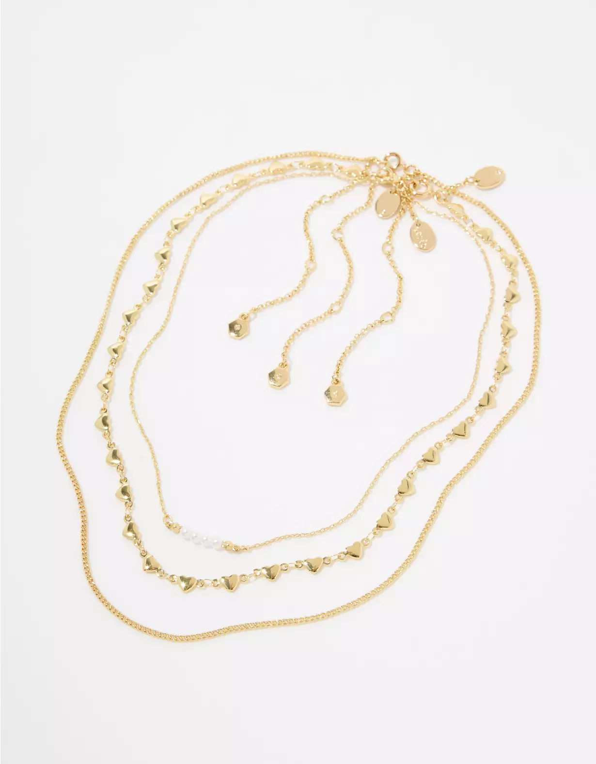 Aerie Dainty Heart And Pearl Necklace Pack 3 Aerie Dainty Heart And Pearl Necklace Pack