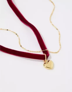 Aerie Velvet Heart Choker Pack -Summer Apparel Store 1498 8810 709 b