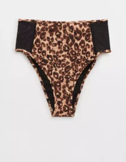 Aerie Leopard Mesh High Cut Cheeky Bikini Bottom 7 Aerie Leopard Mesh High Cut Cheeky Bikini Bottom -Summer Apparel Store 1754 4683 158 f
