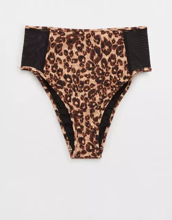 Aerie Leopard Mesh High Cut Cheeky Bikini Bottom 5 Aerie Leopard Mesh High Cut Cheeky Bikini Bottom - Image 3
