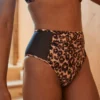 Aerie Leopard Mesh High Cut Cheeky Bikini Bottom