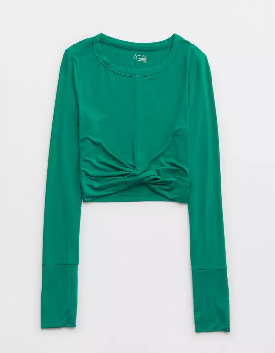 OFFLINE By Aerie Thumbs Up Twist Front Cropped T-Shirt 5 OFFLINE By Aerie Thumbs Up Twist Front Cropped T-Shirt - Image 3