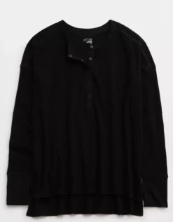 OFFLINE By Aerie Wow! Waffle Henley T-Shirt -Summer Apparel Store 2162 1427 073 f