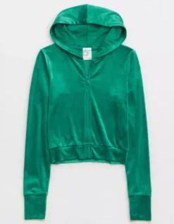 OFFLINE By Aerie Bright Lights Velour Cropped Full Zip Hoodie 7 OFFLINE By Aerie Bright Lights Velour Cropped Full Zip Hoodie -Summer Apparel Store 2164 1406 858 f