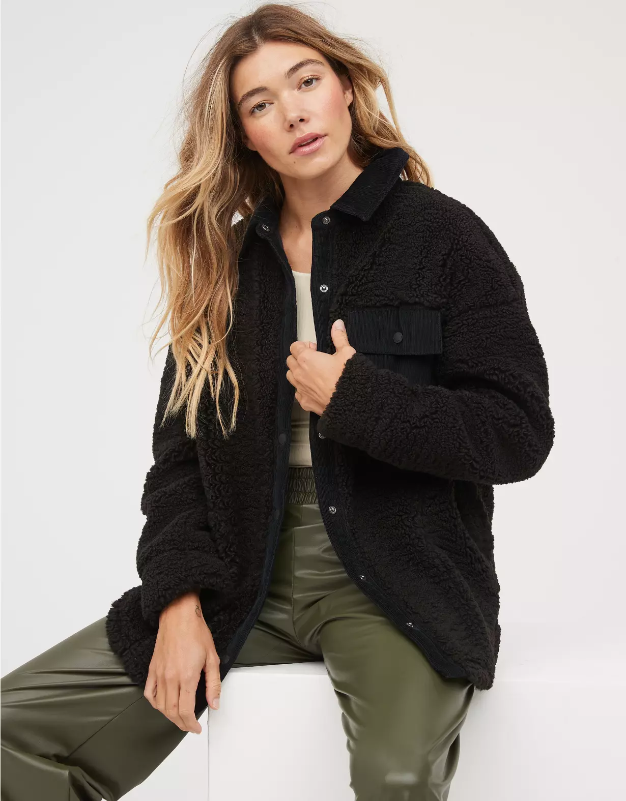 OFFLINE By Aerie Sherpa Corduroy Shacket 3 OFFLINE By Aerie Sherpa Corduroy Shacket