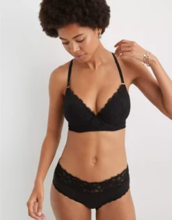 Aerie Show Off Plunge Push Up Eyelash Lace Bra